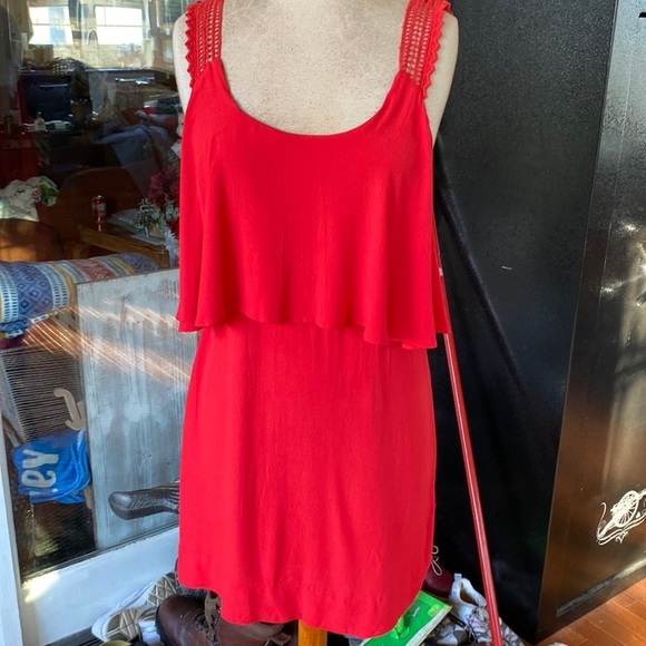 EUC MAEVE FOR ANTHRO MELON COLORED SLEEVELESS DRESS RUFFLE TOP SZ 2P(fits like 6 - Picture 5 of 14